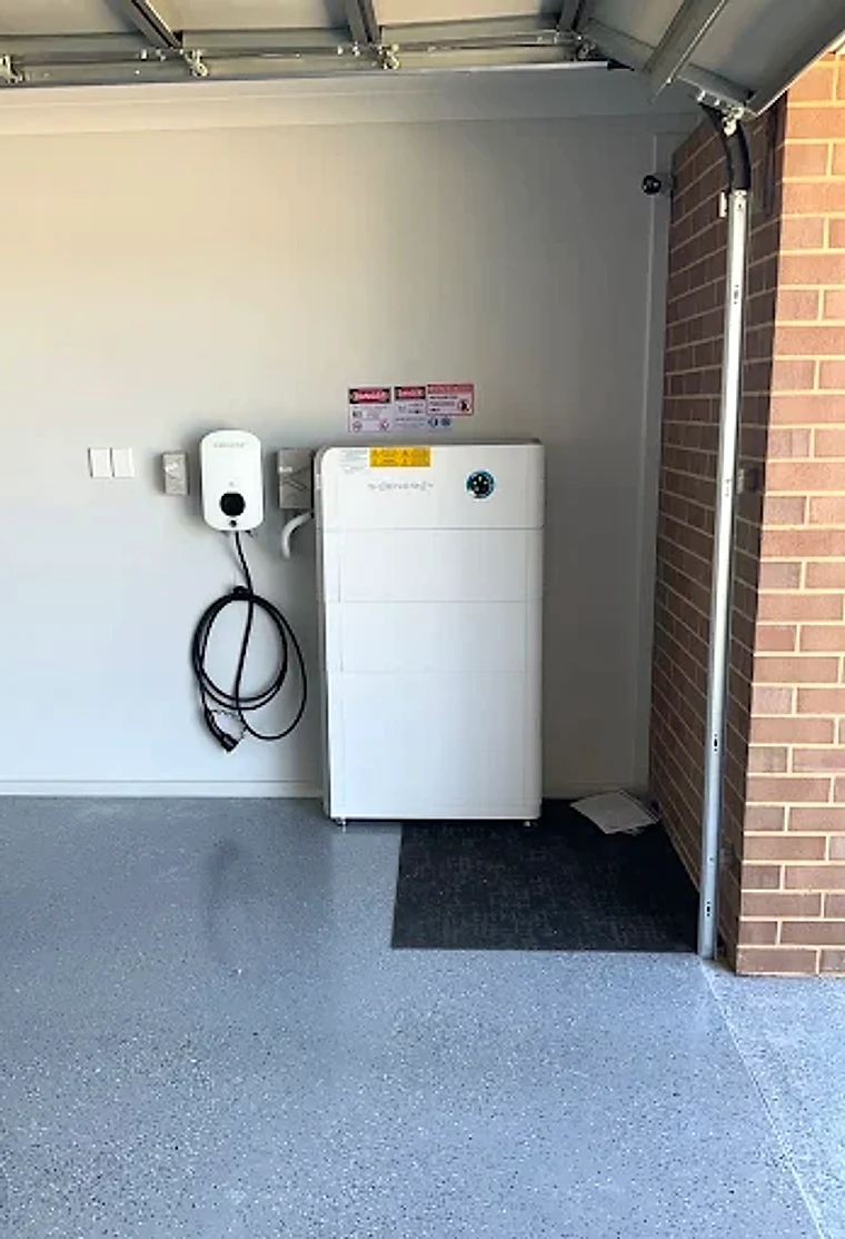 SigenEnergy battery and EV charger installed in a garage