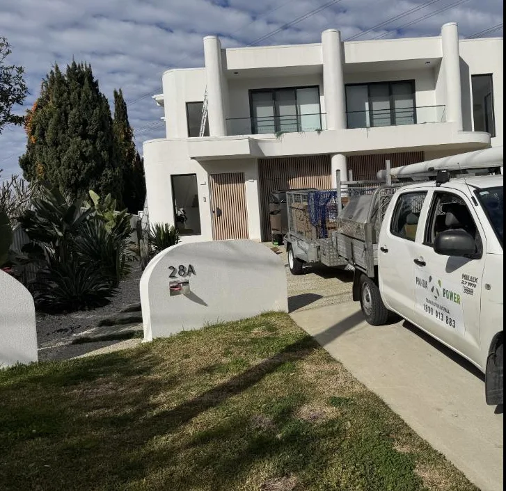Panda Power ute and trailer on site at a new build