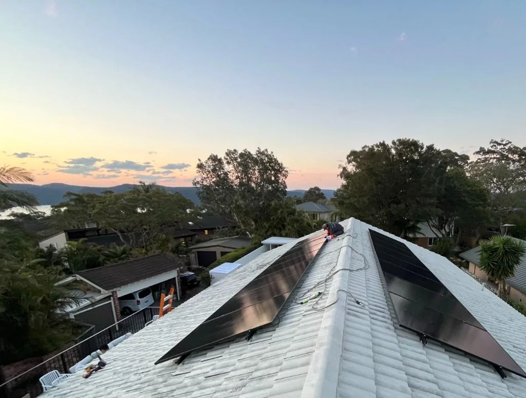 Rooftop solar at golden hour