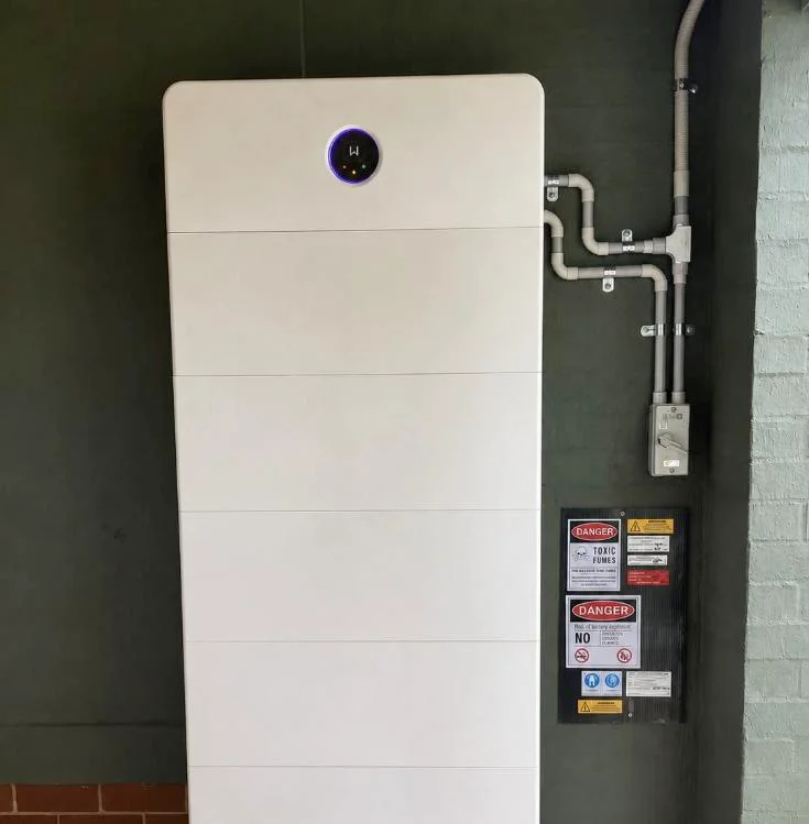 Home battery installed on a green feature wall